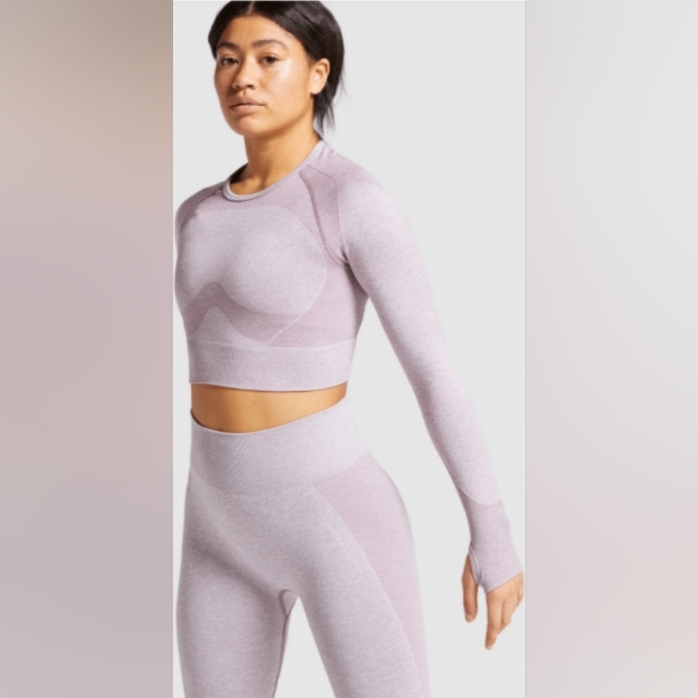 NWOT GymShark Flex Sports Sleeve Crop Top Purple Marl S Med | Matching set avail